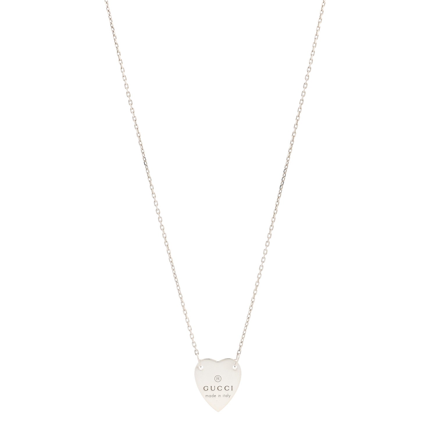 Gucci Sterling Silver Trademark Heart Pendant Necklace 1 of 6