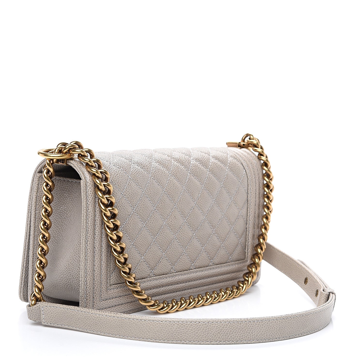 Chanel Caviar Quilted Medium Boy Flap Taupe 2 of 10