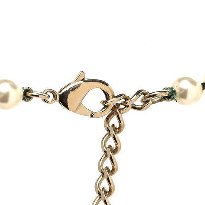 Chanel Pearl Crystal Lambskin CC Long Necklace Gold Black 4 of 5