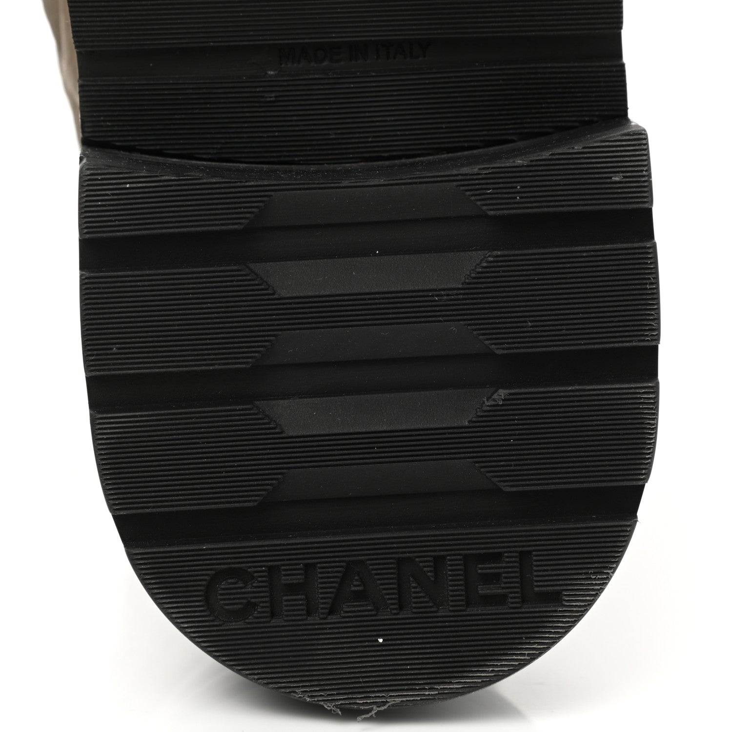 Chanel Calfskin Shiny Calfskin Quilted Lace Up Combat Boots 37.5 Dark Beige Black 6 of 9