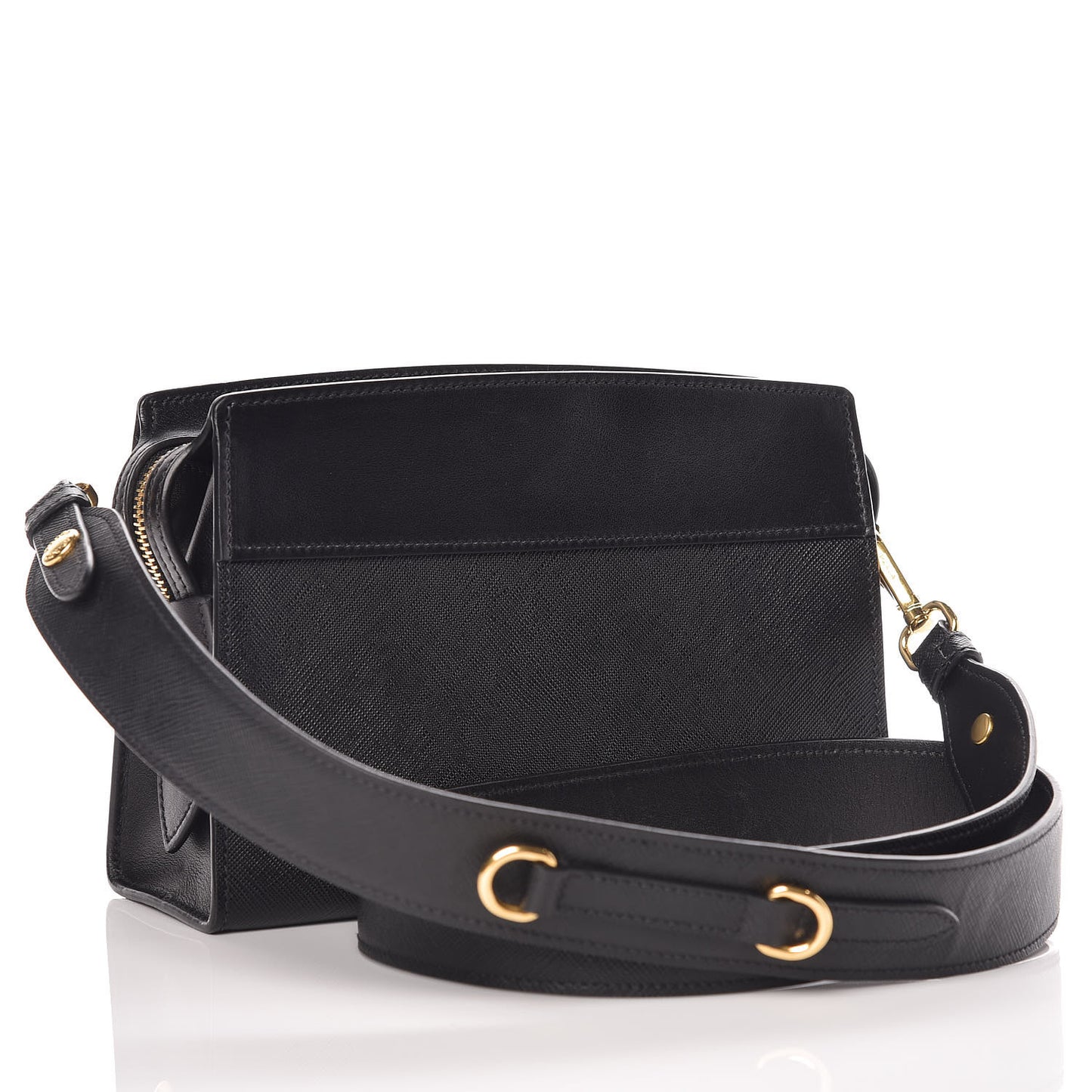 Saffiano Soft Calfskin Bandoliera Bag Black