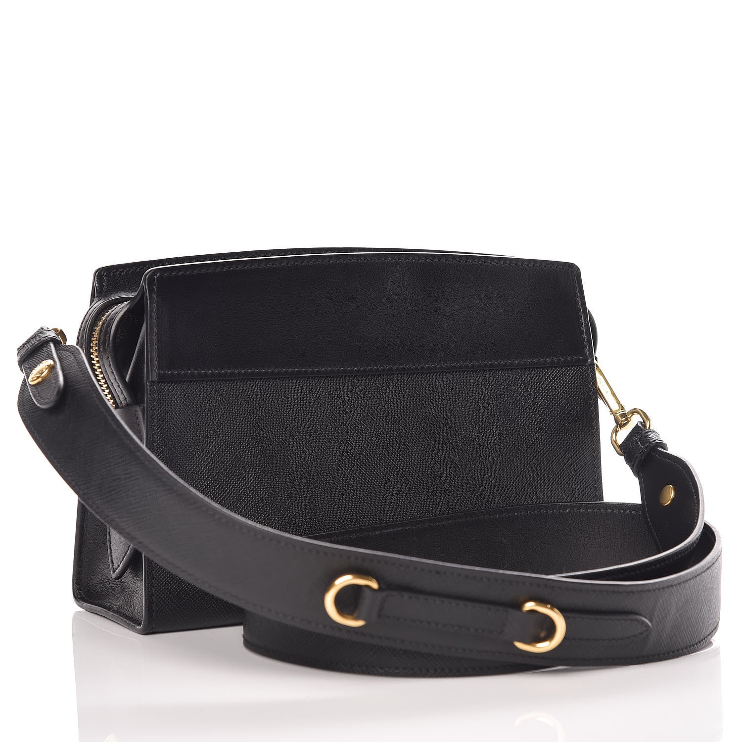 Prada Saffiano Soft Calfskin Bandoliera Bag Black 3 of 10