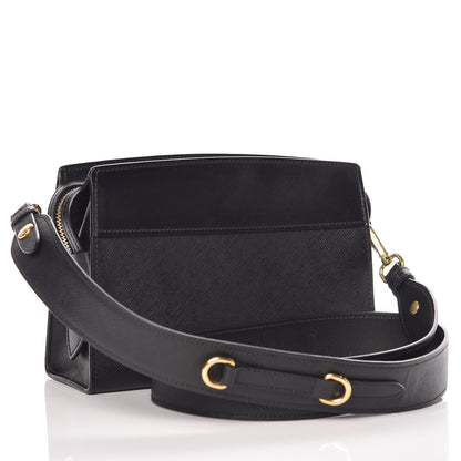 Prada Saffiano Soft Calfskin Bandoliera Bag Black 3 of 10