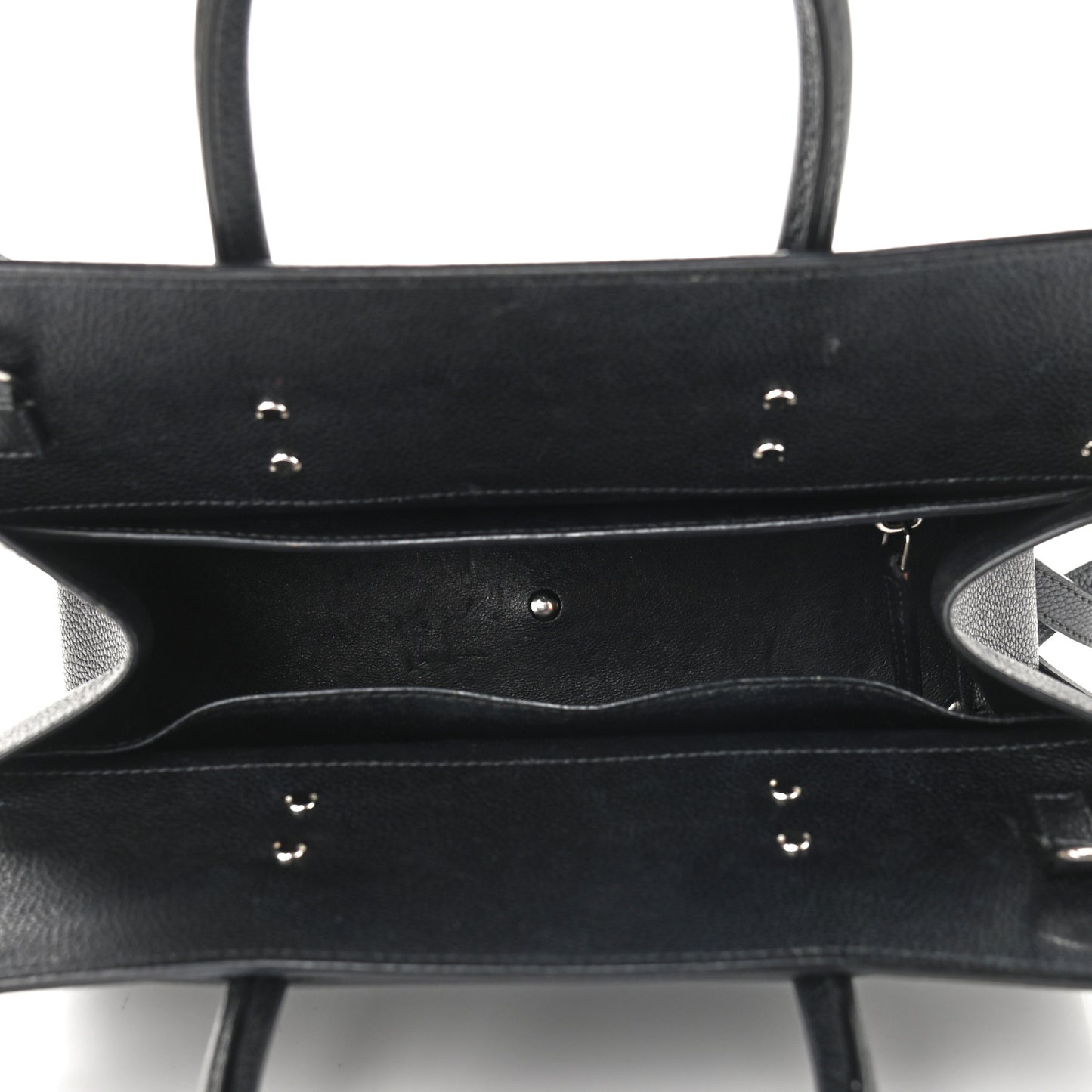 Grained Calfskin Small Horizon Satchel Black