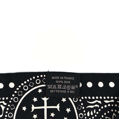 Hermes Silk Peuple Du Vent Bandana Twilly Black White 3 of 4