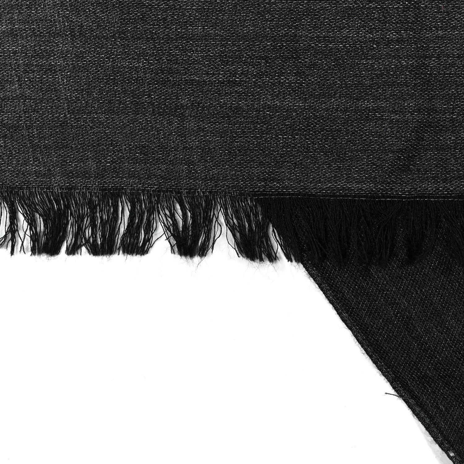 Gucci Wool Silk Jacquard Monogram Fringe Scarf Anthracite Black 3 of 4