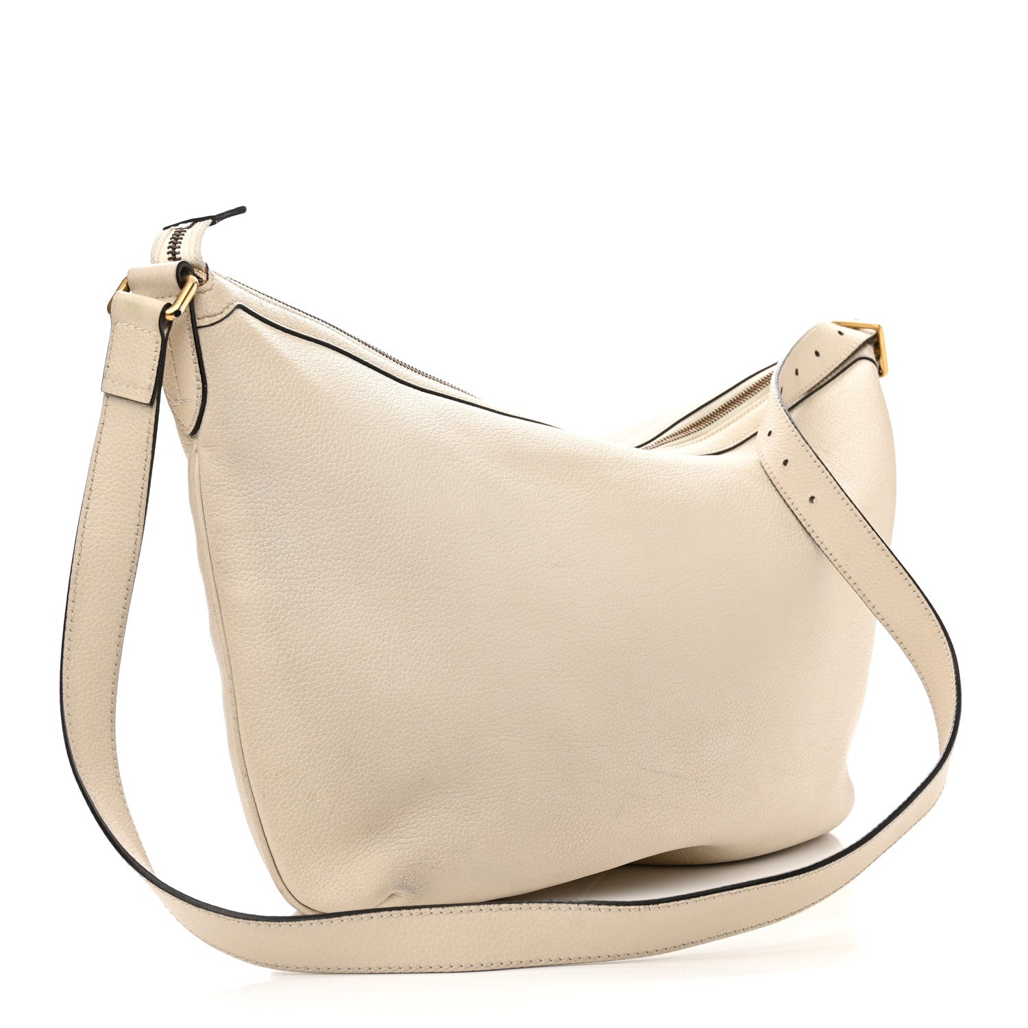 Gucci Grained Calfskin Logo Half Moon Hobo White 3 of 16
