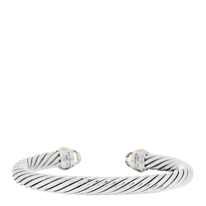 David Yurman Sterling Silver 14K Yellow Gold Prasiolite 7mm Cable Classics Bracelet 2 of 3