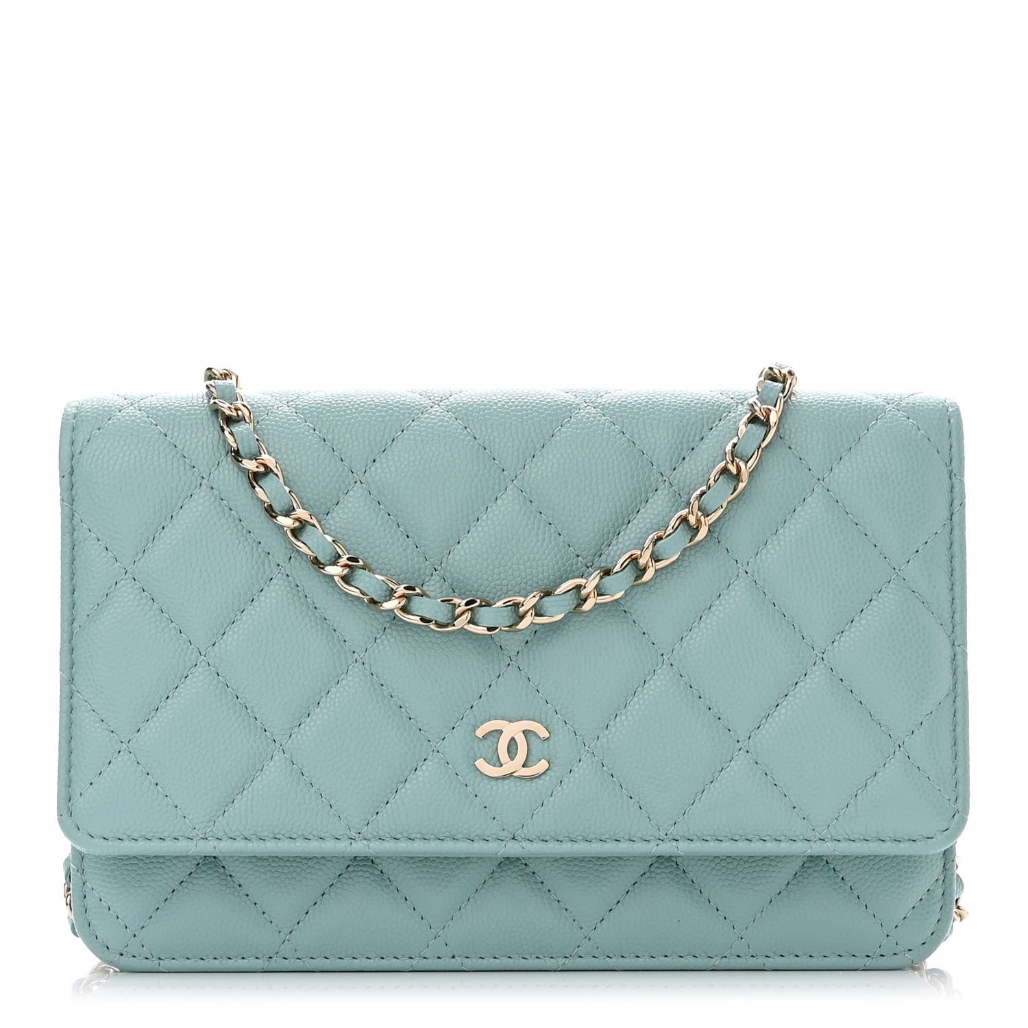 Chanel Caviar Quilted Wallet On Chain WOC Light Blue 1 of 11