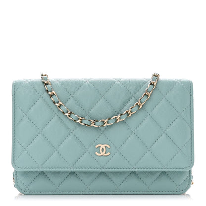 Chanel Caviar Quilted Wallet On Chain WOC Light Blue 1 of 11