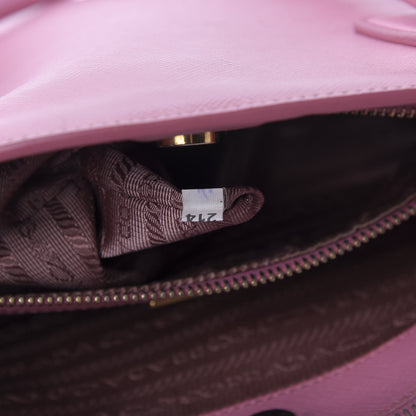 Prada Saffiano Small Double Zip Galleria Tote Geranio 10 of 10