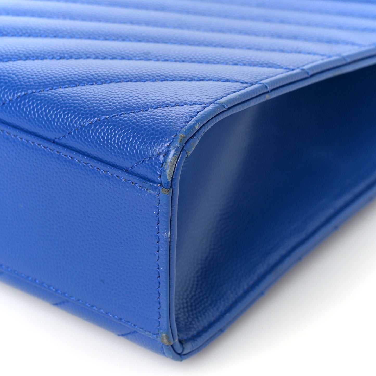Grain De Poudre Matelasse Chevron Large Monogram Satchel Blue Majorelle