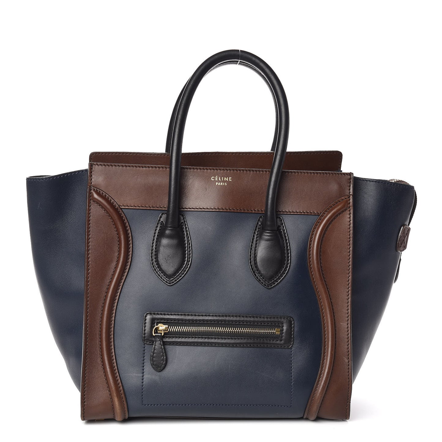Smooth Calfskin Mini Tri-Color Luggage Navy