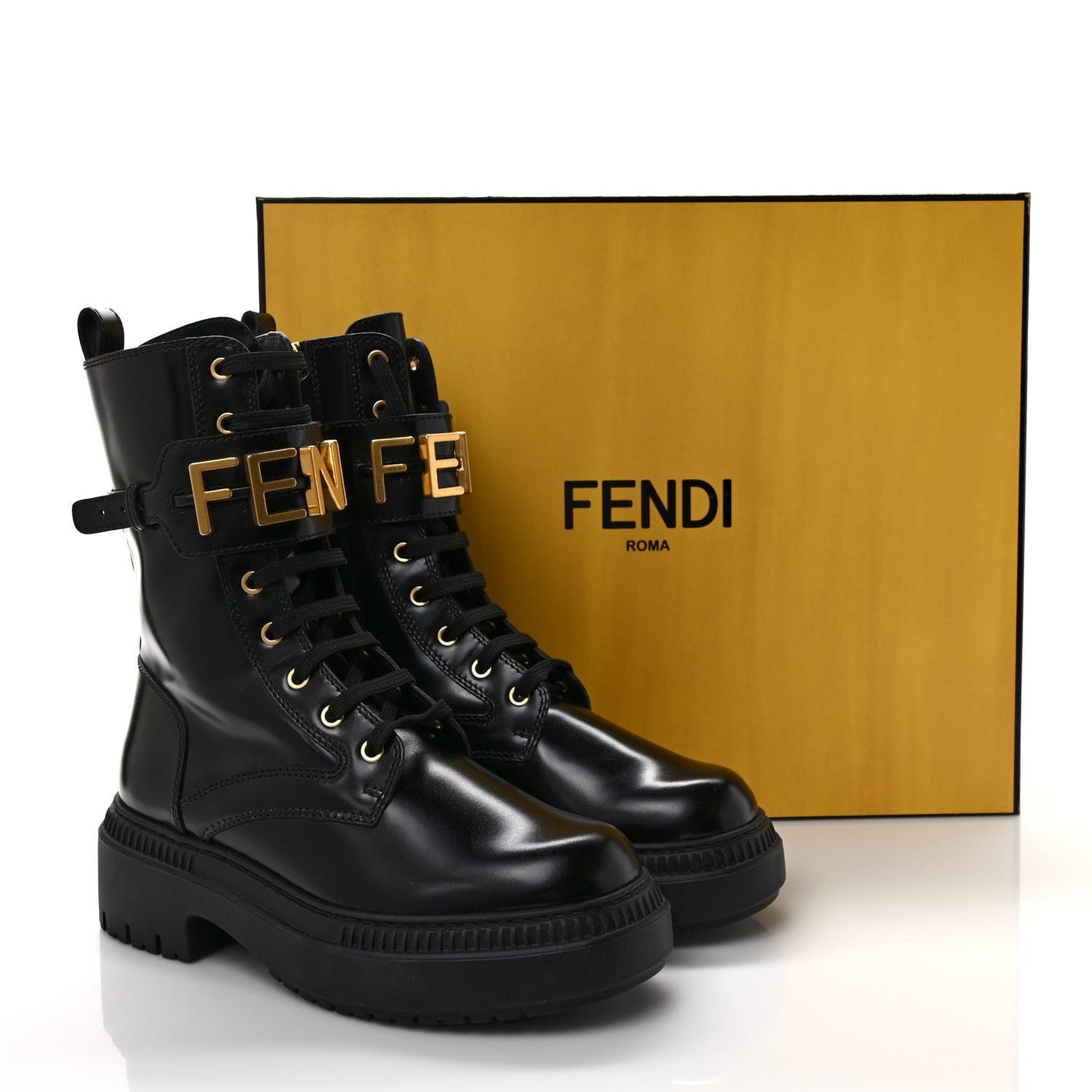 Vitello Abrasivato Fendigraphy 50mm Biker Boots 39 Black