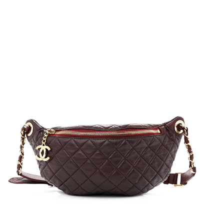 Chanel Calfskin Quilted Banane Waist Bag Fanny Pack Burgundy 1 of 13