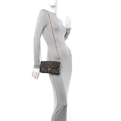 Fendi Vitello Soft F is Fendi Bi-Color FF 1974 Embossed Envelope Wallet On Chain with Pouches Maya Black 2 of 11