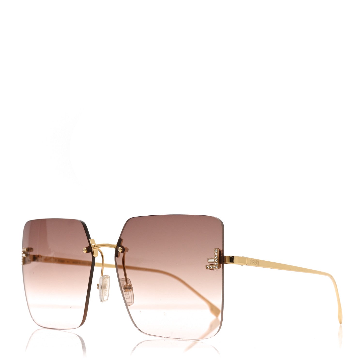 Fendi Metal Fendi First Crystal Sunglasses FE4082US Gold 1 of 7