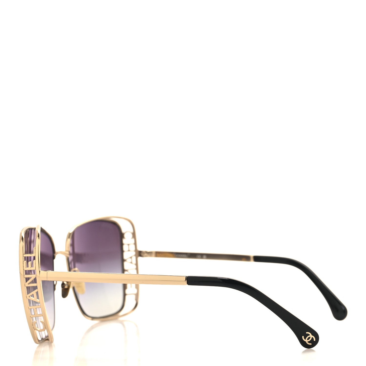 Chanel Metal Logo Square Sunglasses 71541 Gold 3 of 7