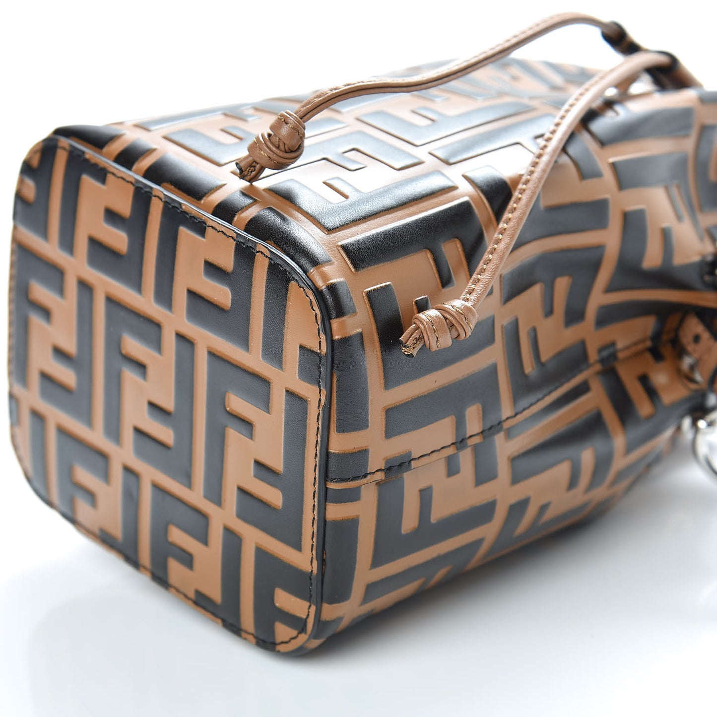 Vitello Liberty F is Fendi FF Embossed Mini Mon Tresor Bucket Bag Tobacco Black