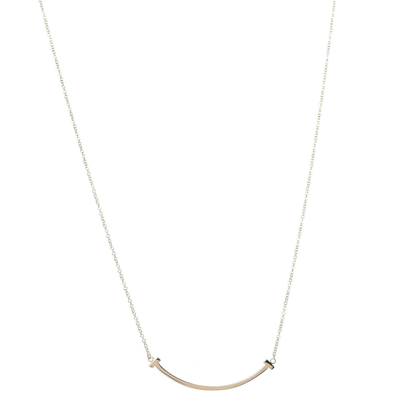 18K Yellow Gold Small T Smile Pendant Necklace