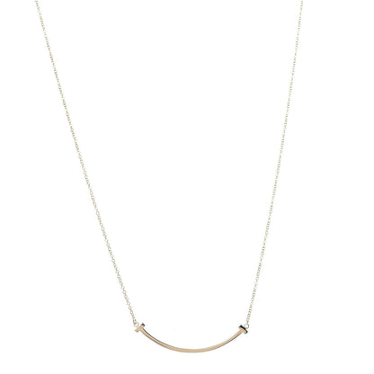 Tiffany 18K Yellow Gold Small T Smile Pendant Necklace 1 of 7