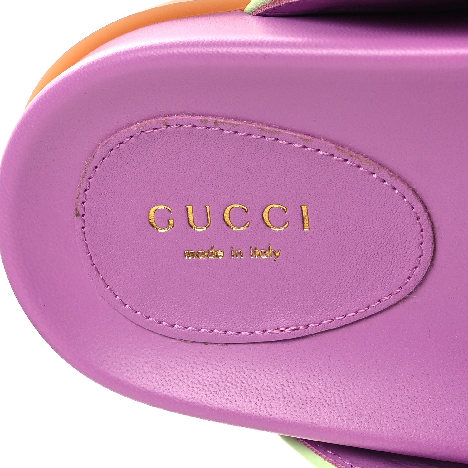 Gucci GG New Canvas Nappa Crystal Womens Slide Sandals With Straps 38.5 Purple Green 8 of 9