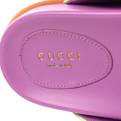 Gucci GG New Canvas Nappa Crystal Womens Slide Sandals With Straps 38.5 Purple Green 8 of 9