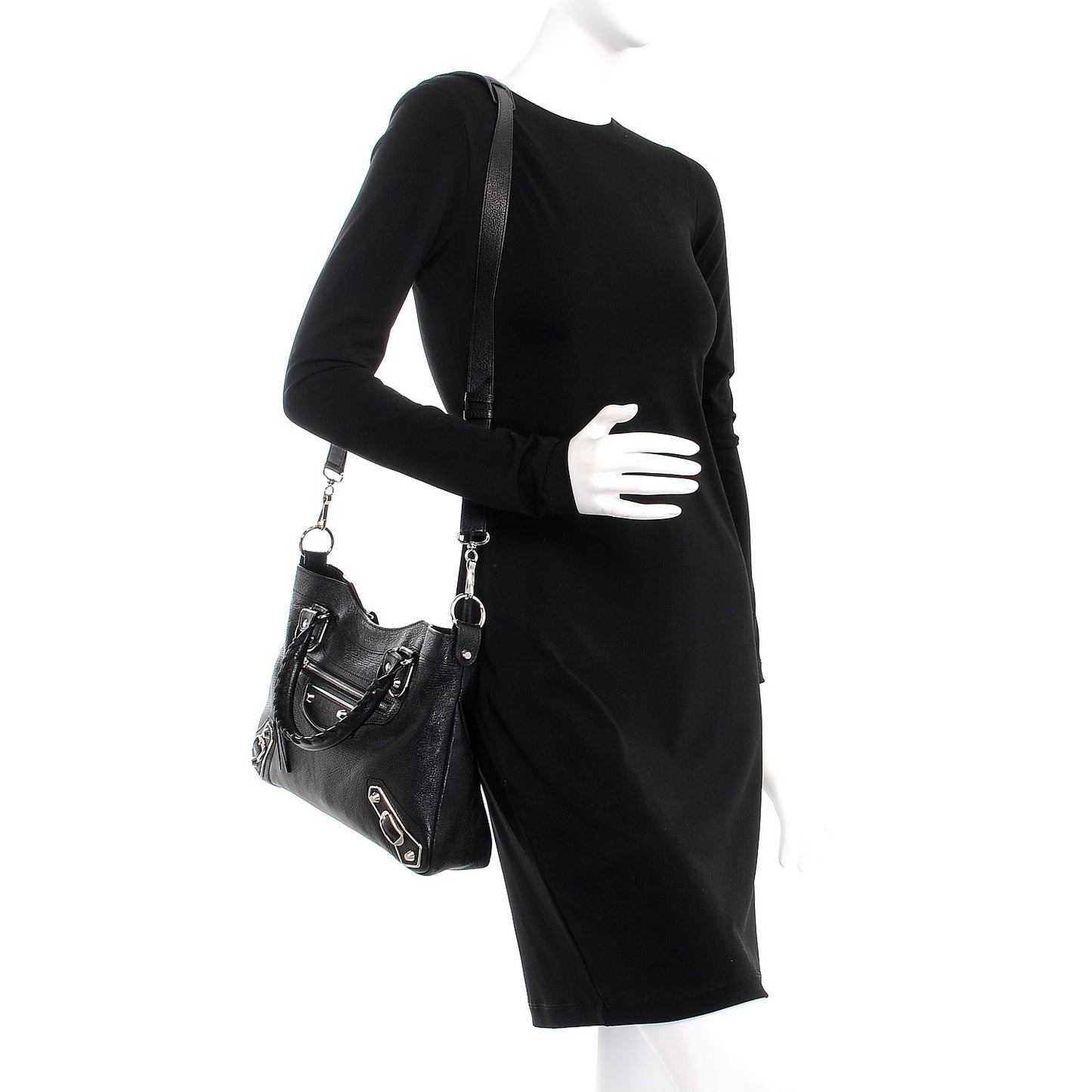 Chevre Silver Metallic Edge Hardware Town Black
