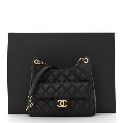 Chanel Caviar Quilted Wavy CC Hobo Black 11 of 11