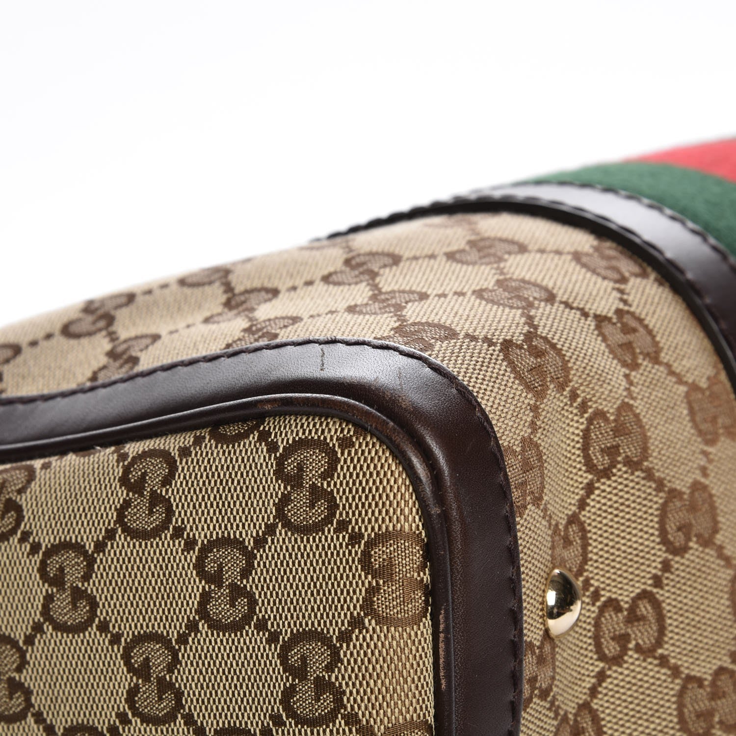 Gucci Monogram Vintage Web Medium Boston Dark Brown 9 of 12