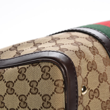 Gucci Monogram Vintage Web Medium Boston Dark Brown 9 of 12