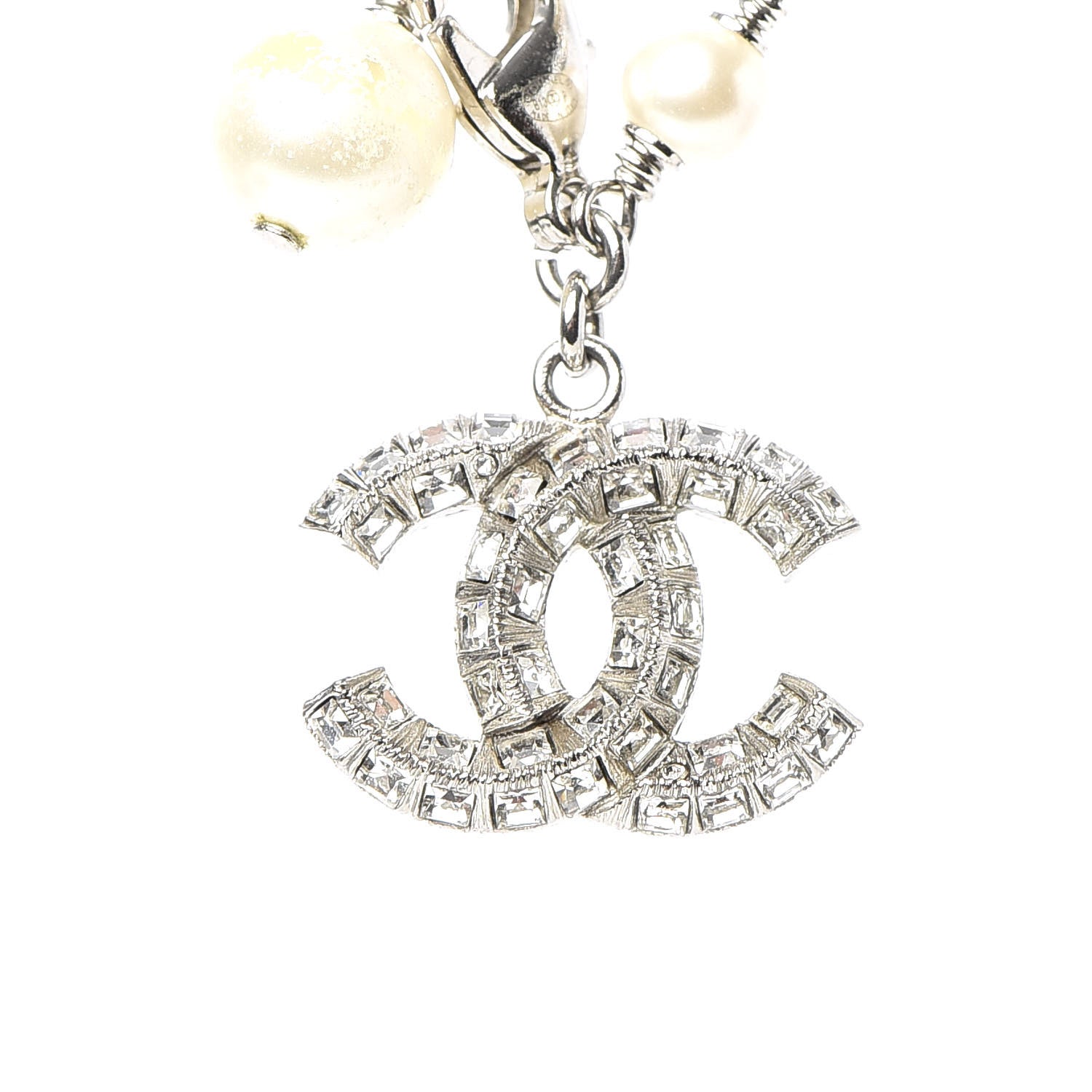 Chanel Crystal Pearl CC Bracelet Silver 3 of 5