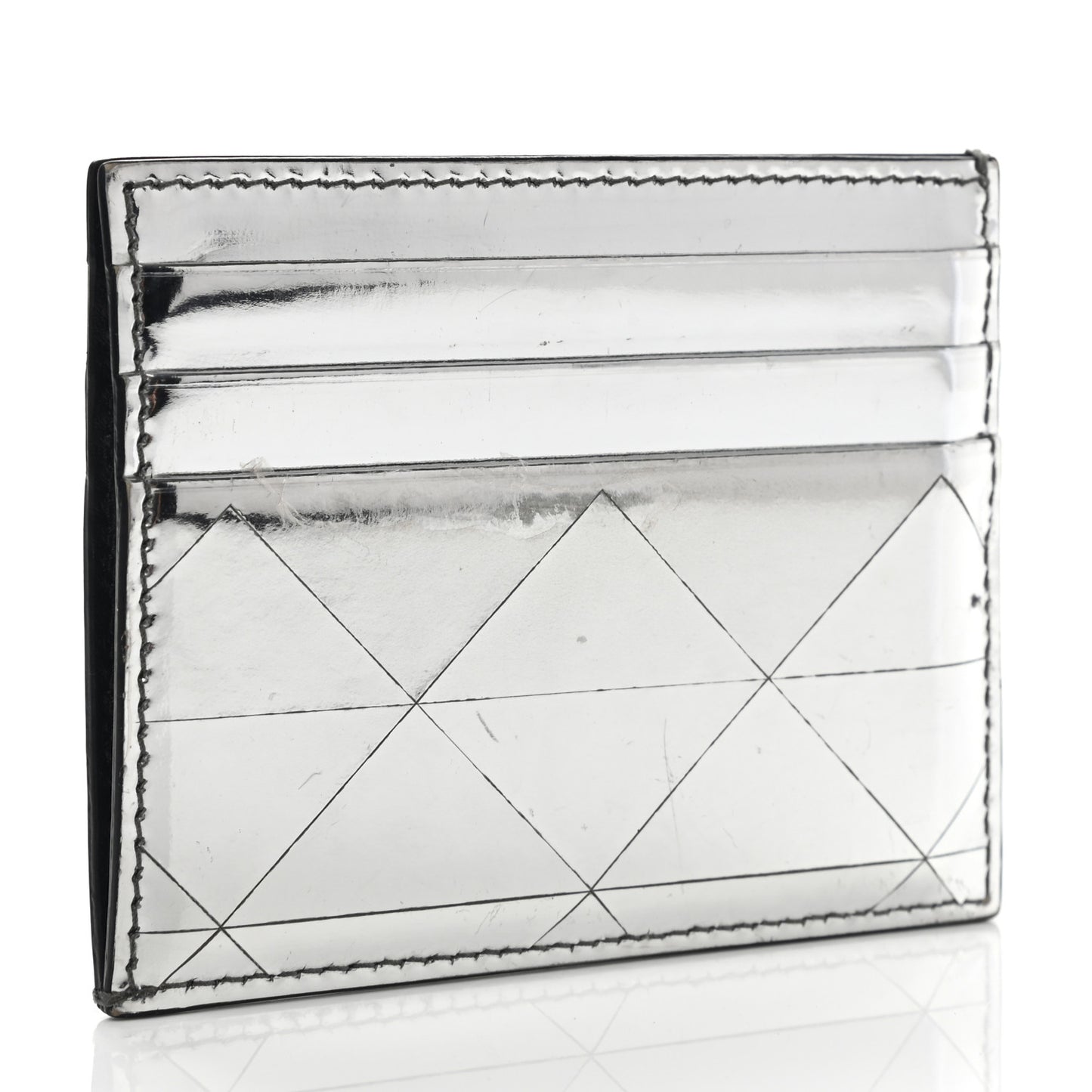 Spazzolato Triangle Patterned Card Holder Argento