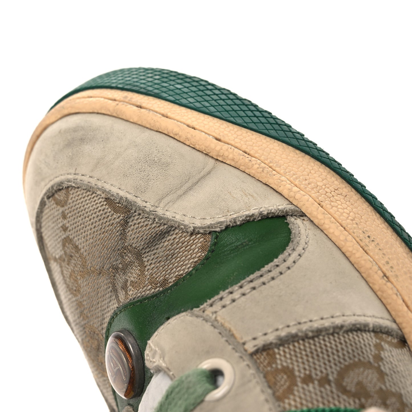 GG Monogram Nubuck Web Womens Screener Sneakers 40 New Sand Dusty Milk Vintage Green