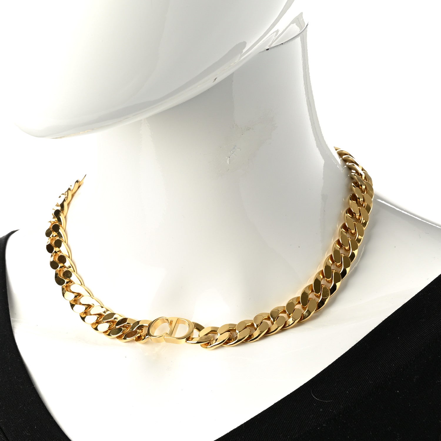 Christian Dior Metal Danseuse Etoile Chain Choker Necklace Gold 2 of 8