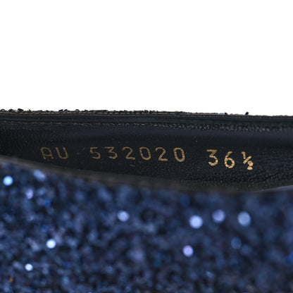 Saint Laurent Charlotte Glitter Point-toe Kitten-Heel Pumps 36.5 Blue 8 of 9