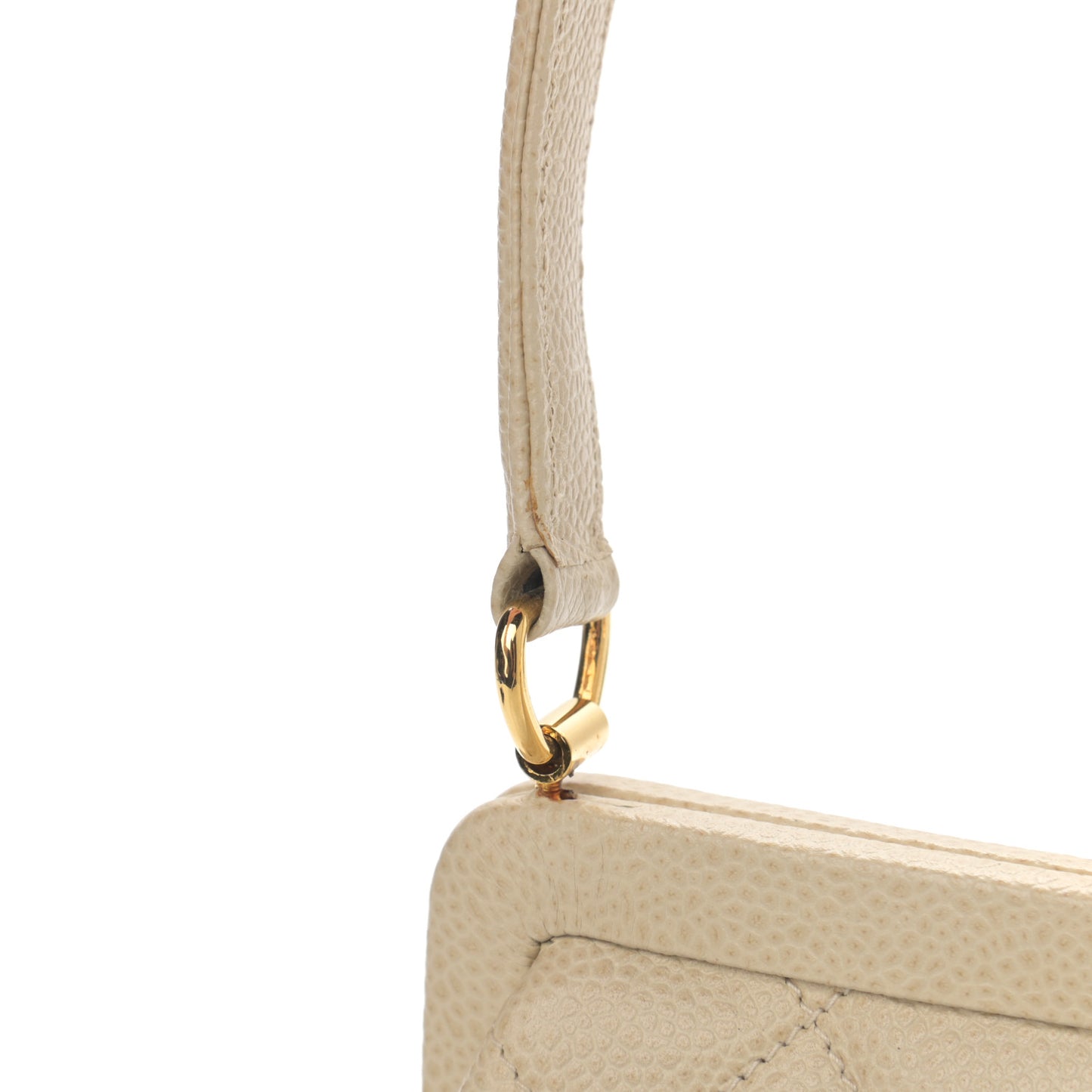 Caviar Quilted Frame Evening Bag Beige