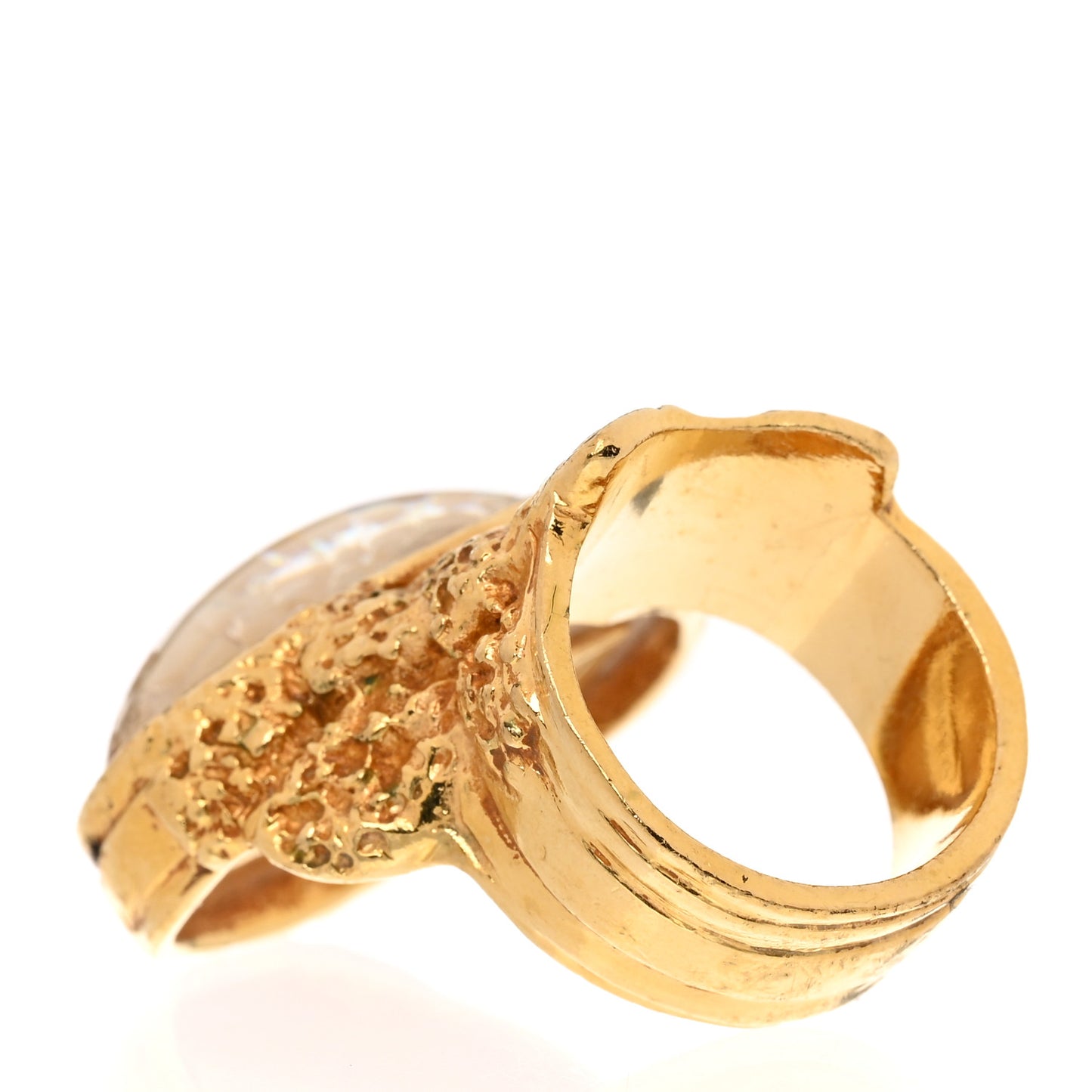 Glass Cabochon Arty Ovale Ring 52 6 Gold Beige Clair