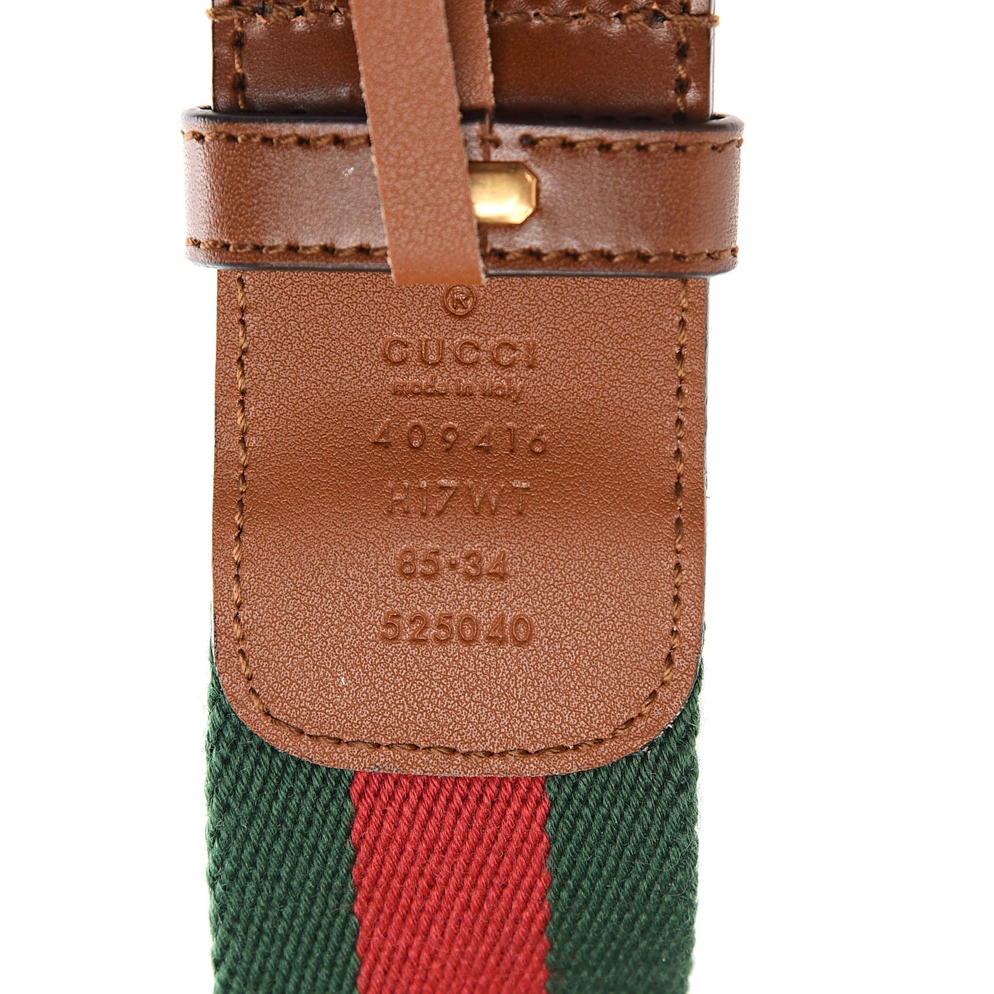 Nylon Calfskin Double G Web 40mm Belt 85 34 Green Red Cuir