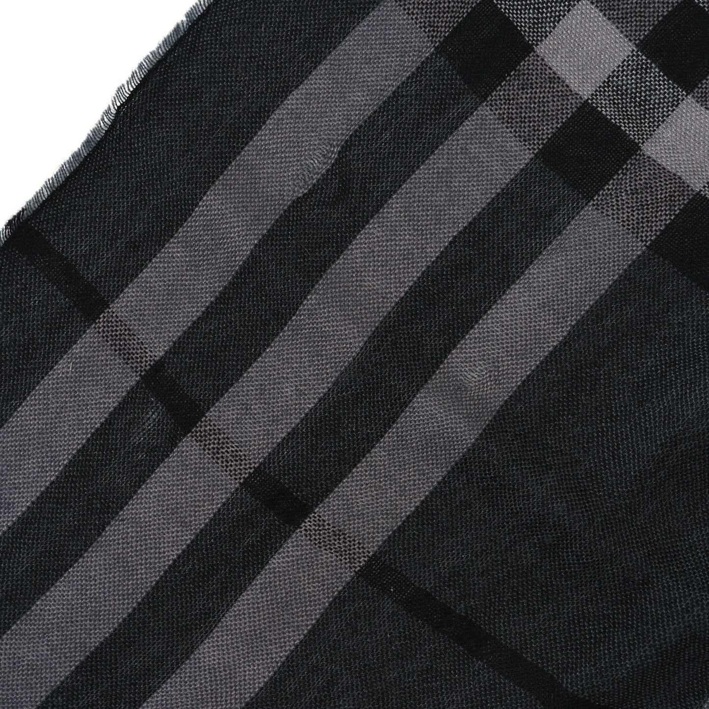Wool Silk Gauze Giant Check Scarf Black