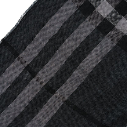 Burberry Wool Silk Gauze Giant Check Scarf Black 4 of 5