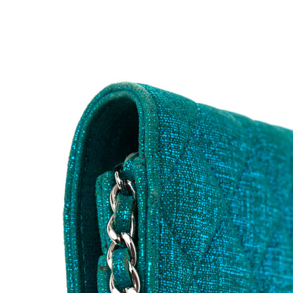 Chanel Metallic Iridescent Calfskin Wallet On Chain WOC Turquoise 13 of 13