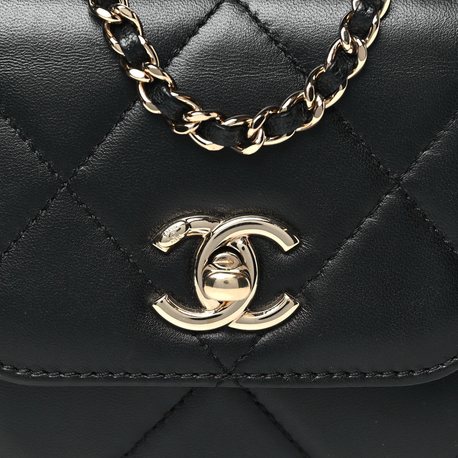 Chanel Lambskin Quilted Mini Trendy CC Chain Wallet Black 8 of 10