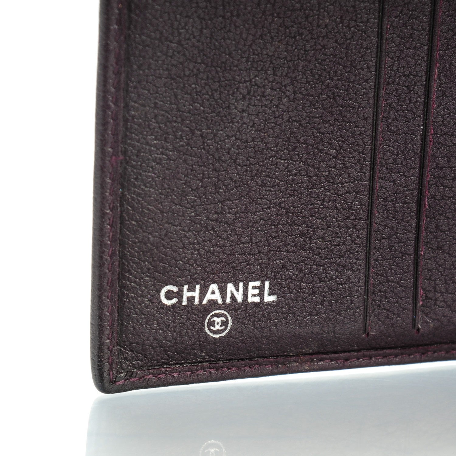 Chanel Glazed Goatskin Camellia Embossed French Flap Wallet Purple 6 of 7