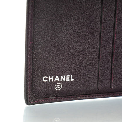 Chanel Glazed Goatskin Camellia Embossed French Flap Wallet Purple 6 of 7