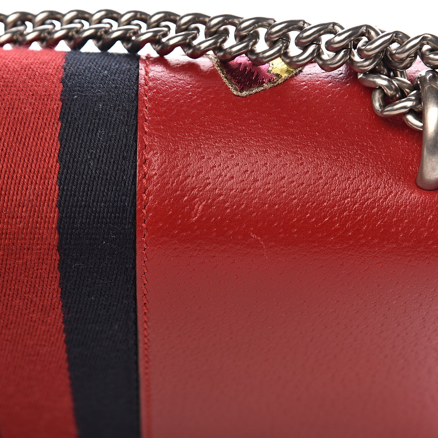 Gucci Calfskin Web Floral Embroidered Small Dionysus Shoulder Bag Hibiscus Red 8 of 12