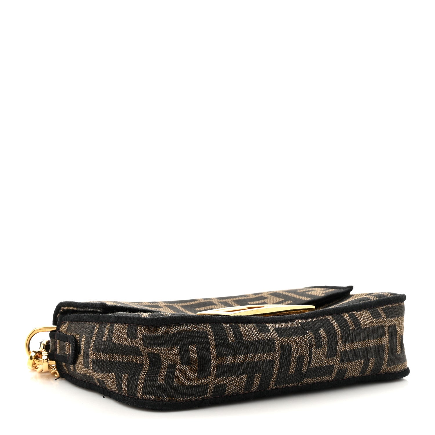 Fendi Fabric Jacquard FF 1974 Mini Baguette Tobacco Moro Black 4 of 10