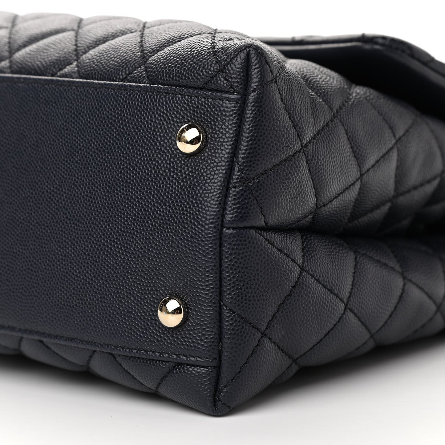 Caviar Quilted Medium Coco Handle Flap Navy Blue