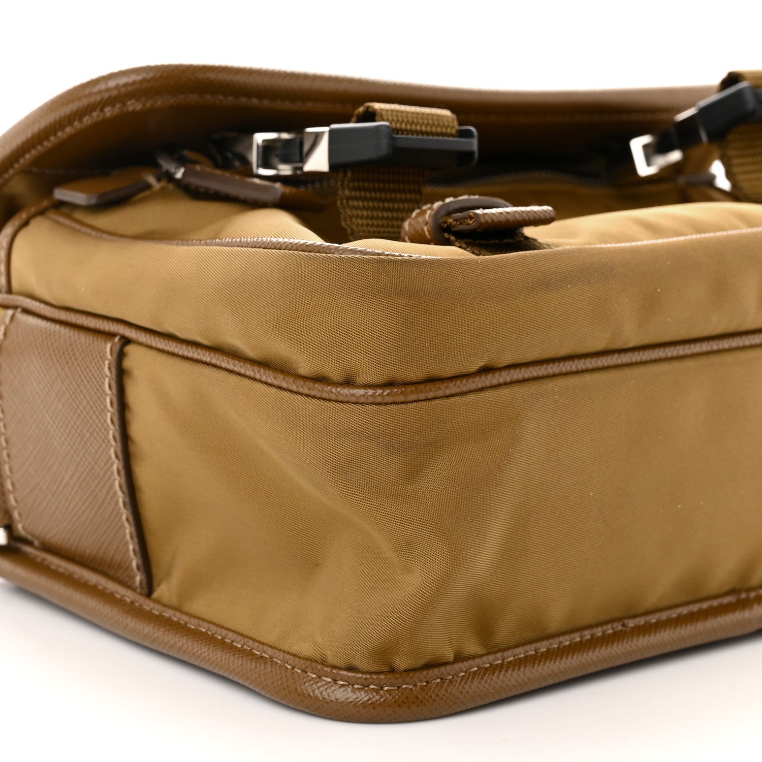 Prada Re-Nylon Saffiano Pocket Double Snap Buckle Shoulder Bag Tabacco 9 of 15