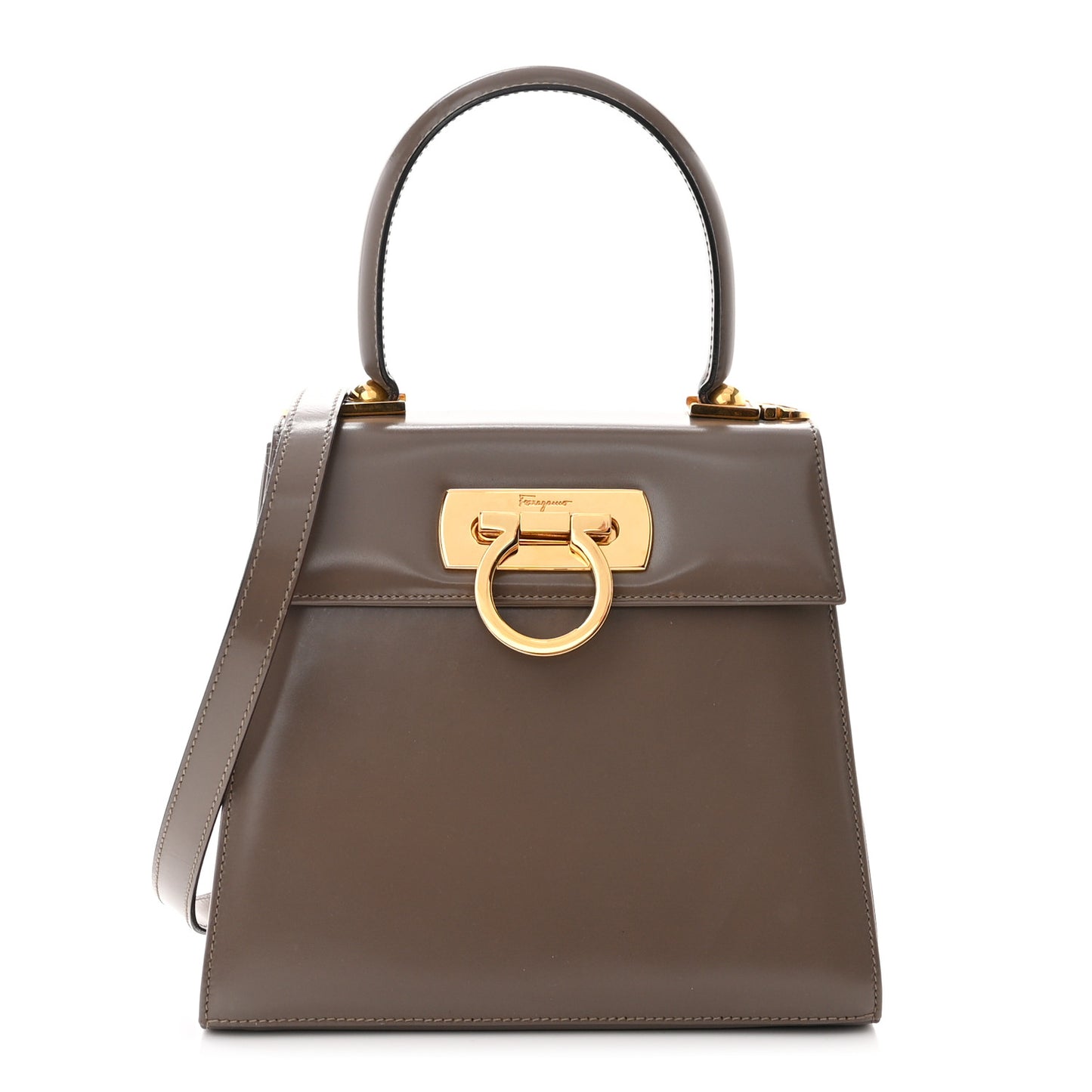 Brushed Off Calfskin Small Iconic Top Handle Bag Grey